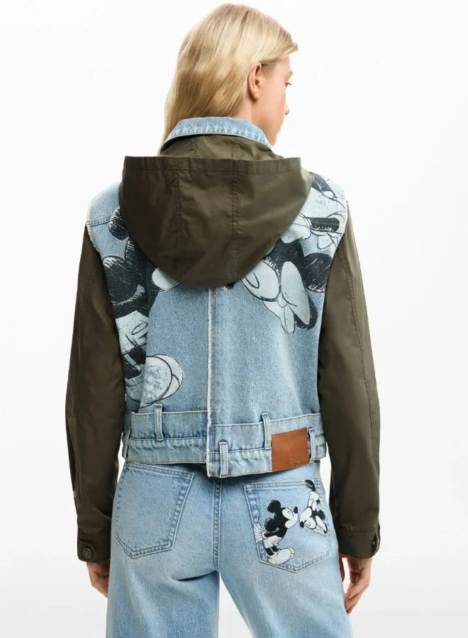 DESIGUAL Blue Mickey Mouse™ Bimaterial Parka for Women | Best Price UAE